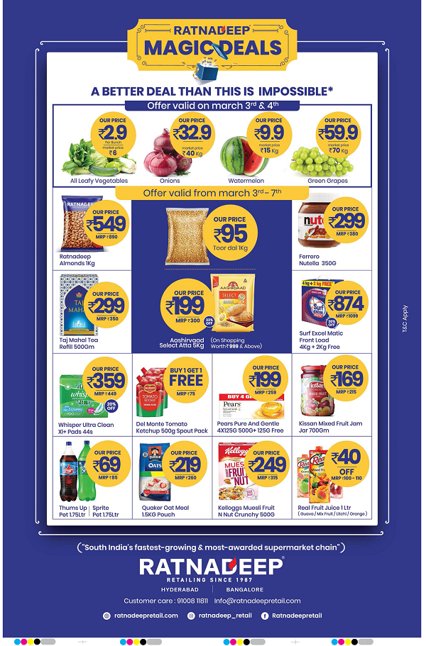 Ratnadeep Supermarket Hyderabad Offers Grocery Shopping Stores 2021