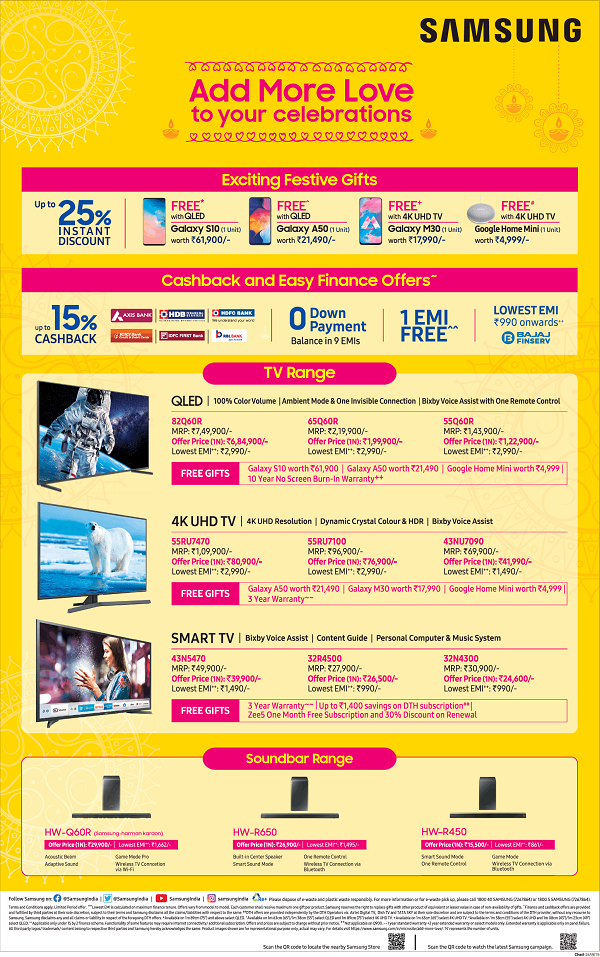 Samsung Chandigarh TVs and Mobiles Stores Sales Offers Numbers 2020