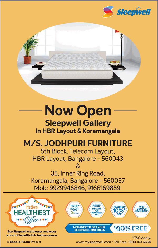 Sleepwell Bangalore Mattresses Stores Sales Offers Numbers Discounts 2020