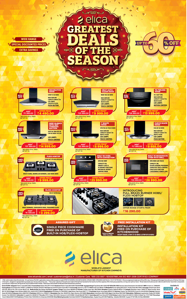 Elica Chennai Kitchen Appliances Stores Sales Offers Numbers 2020