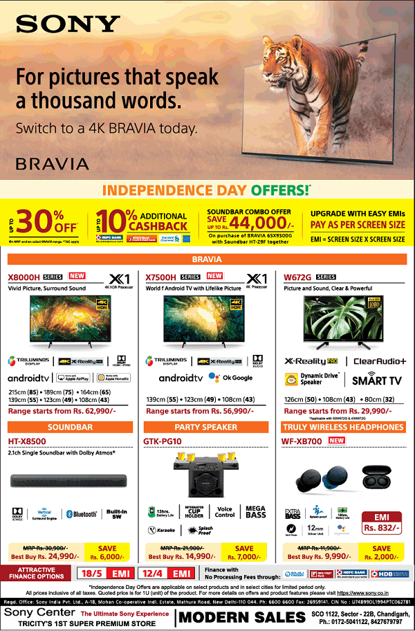 Sony Center Chandigarh Electronics Stores Sales Offers Numbers 2021
