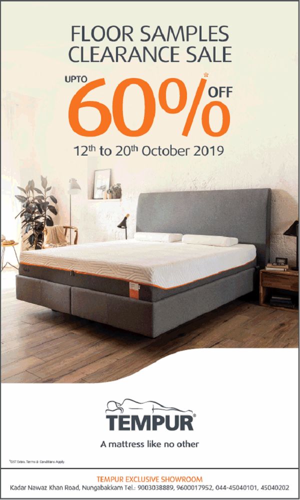 Tempur Chennai Mattresses Stores Sales Offers Numbers Discounts 2020