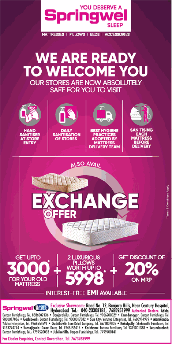 Springwel Hyderabad Mattresses Stores Sale Offers Numbers Discounts 2020