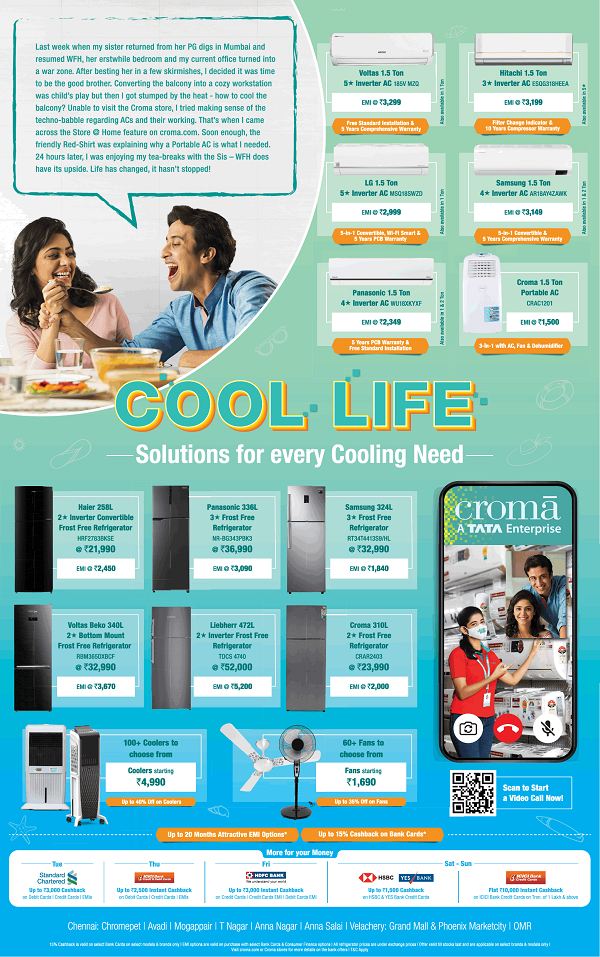 Croma Chennai Electronic Appliances Stores Sale Offers Numbers 2021