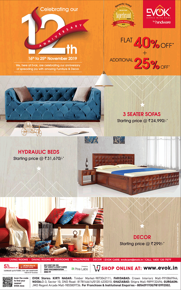 Evok Delhi Furniture Stores Sales Offers Numbers Discounts 2020