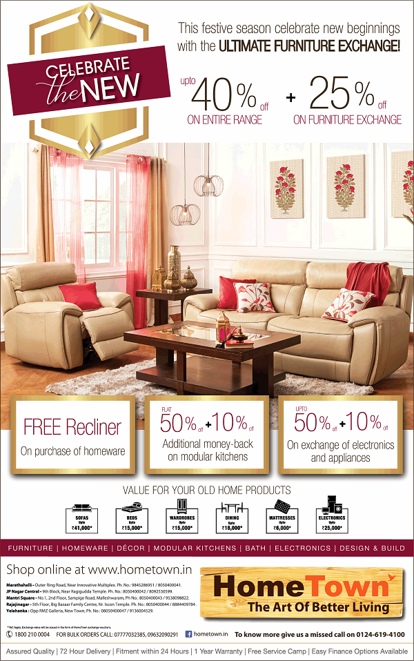 Hometown Bangalore Furniture Sales Deals Discounts Offers 2020