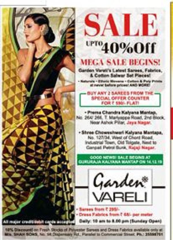 Garden Vareli Sarees Bangalore Sales Discounts Offers Stores Numbers 2021