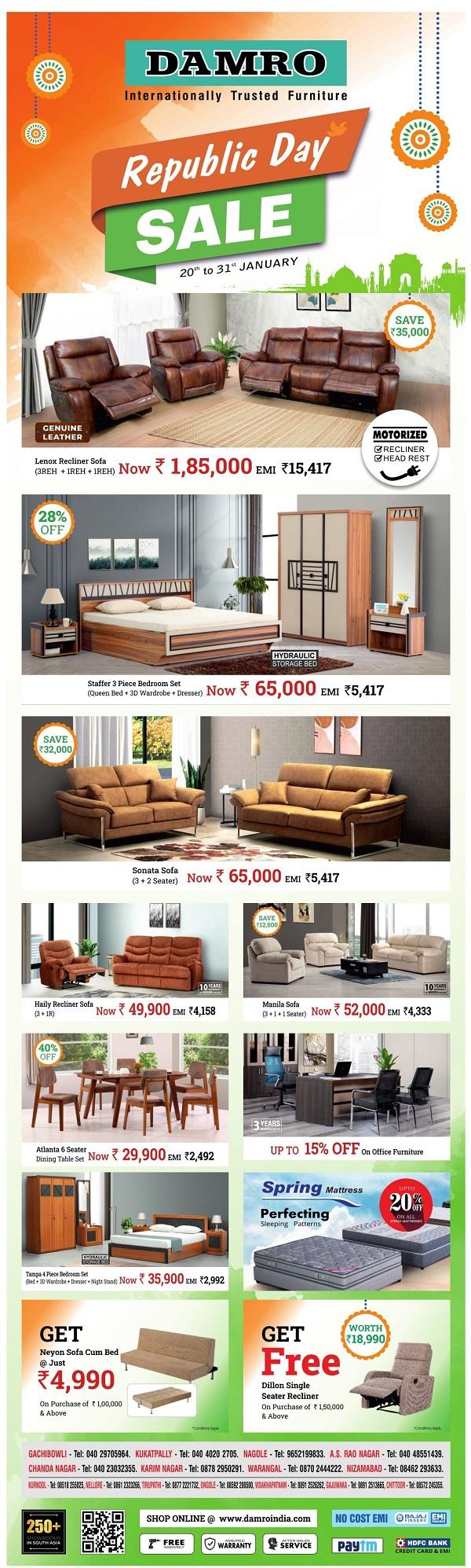 Damro Hyderabad Furniture Stores Sale Offers Numbers Discounts